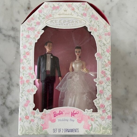 HALLMARK Barbie Ken Wedding Day 1997 Ornaments IOB - Picture 1 of 12